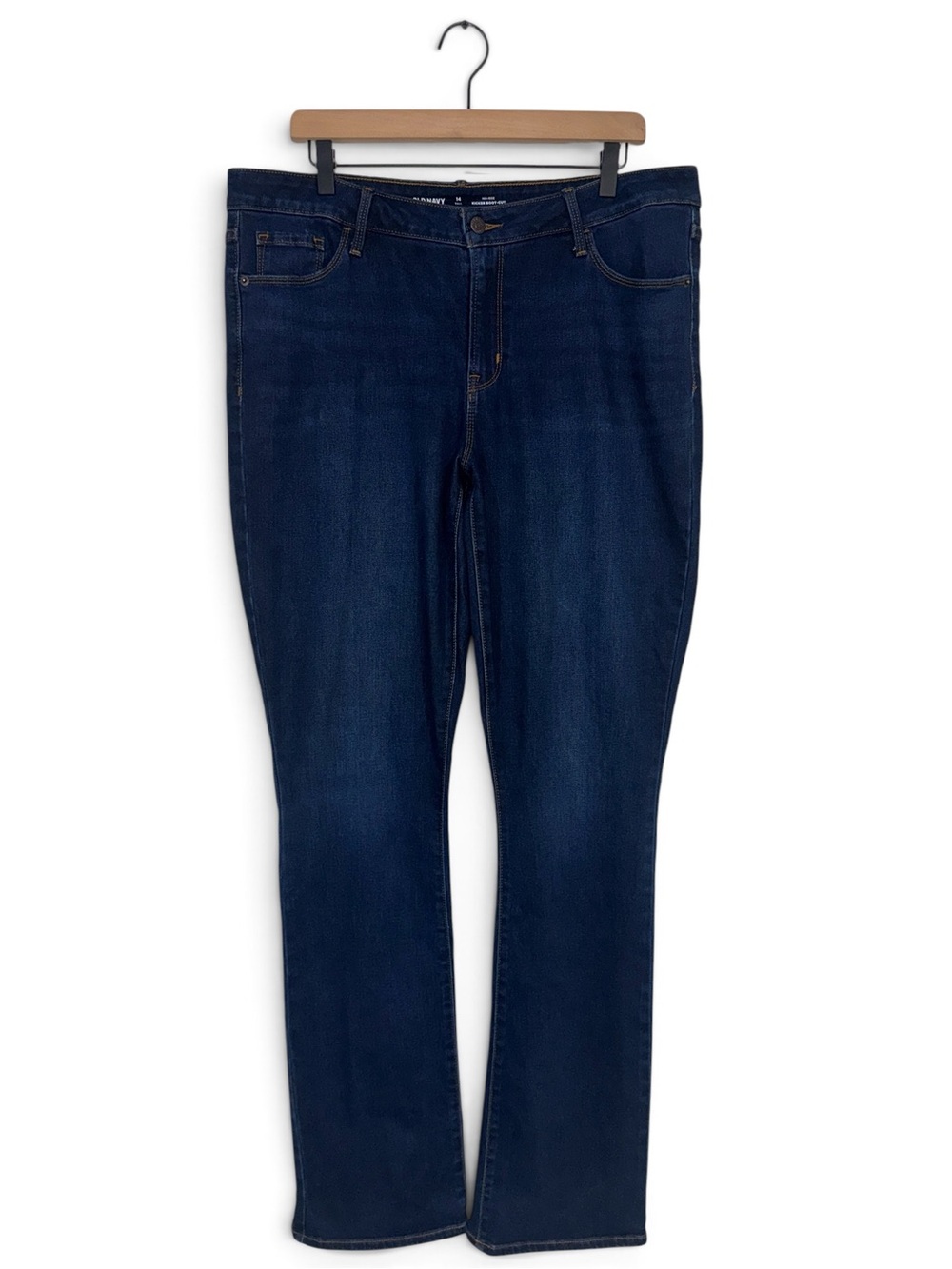 WJ90 {Old Navy} "Mid Rise Kicker Boot Cut" Tall Dark Blue Bootcut Denim Jeans